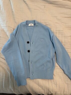 Ami Powder Blue Men's V-Neck Button Cardigan